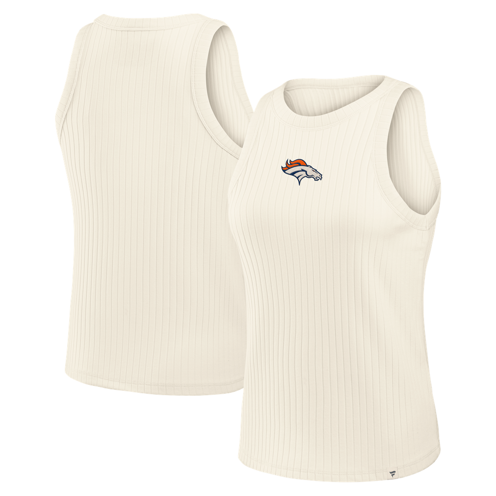 Women's Fanatics Cream Denver Broncos Star Play Tri-Blend Ribbed Tank Top